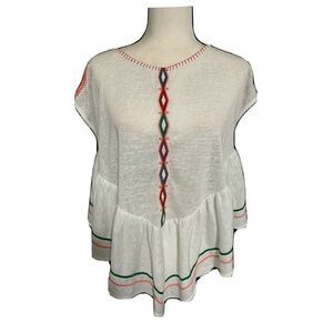 itro womens white red green short Sleeve bohemian top medium